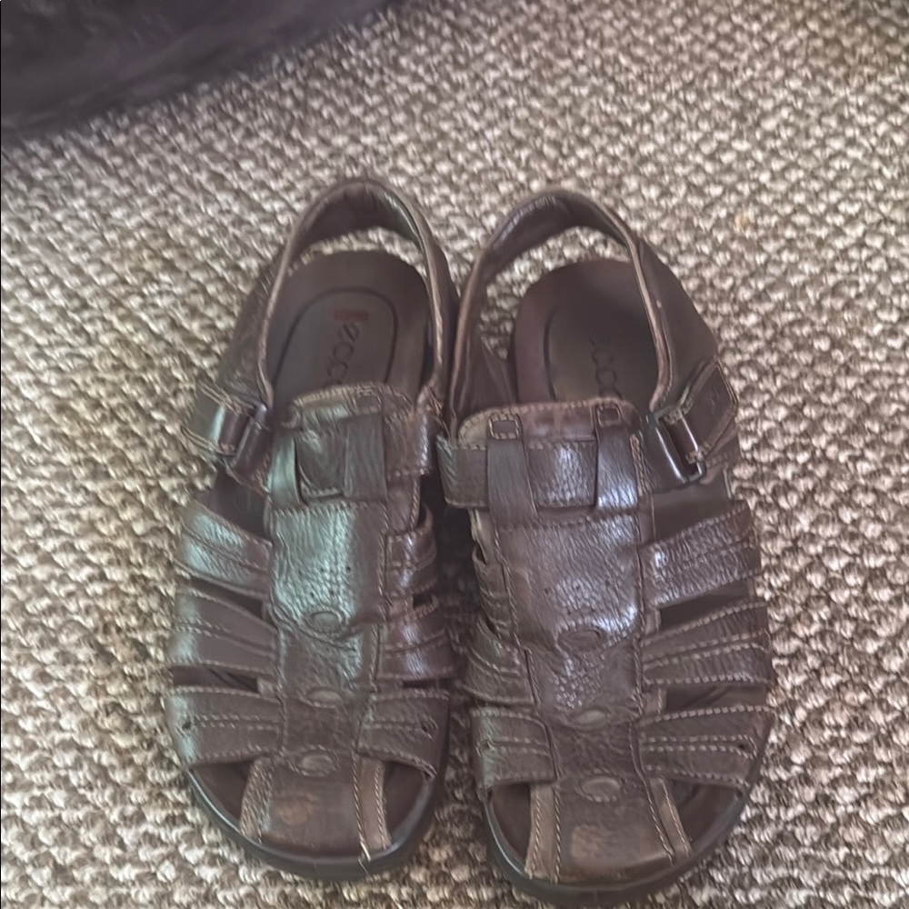 Men’s Ecco Dark Brown Leather Sandals - Picture 2 of 5